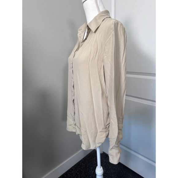 Banana Republic Womens S Silk Beige Button-Up Shirt Blouse Office - Picture 3 of 14